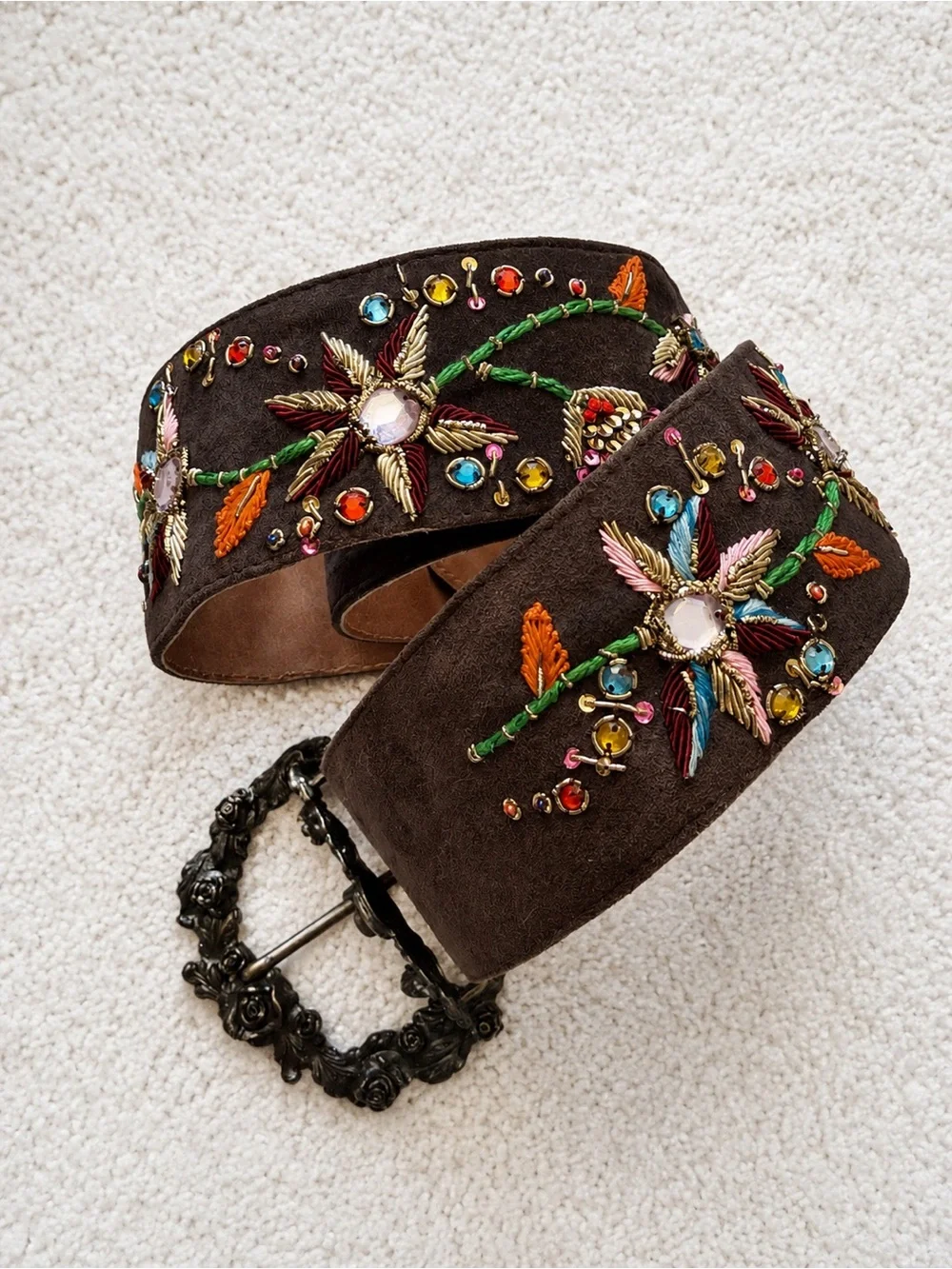 Tango Wide Crystal & Embroidery Belt